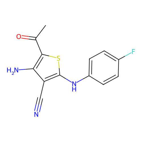 5-Acetyl-4-amino-2-((4-fluorophenyl)amino)thiophene-3-carbonitrile structure