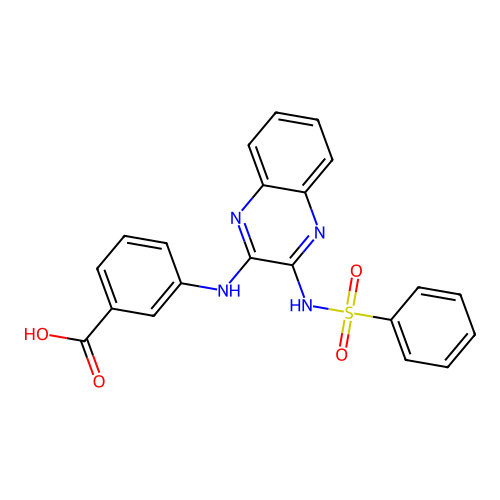 3-((3-(Phenylsulfonamido)quinoxalin-2-yl)amino)benzoic acid structure
