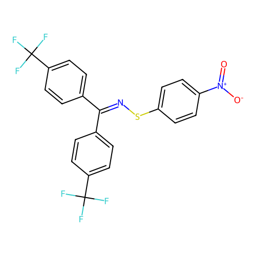N-[(4-nitrophenyl)sulfanyl]-1,1-bis[4-(trifluoromethyl)phenyl]methanimine structure