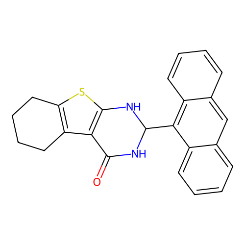 2-(anthracen-9-yl)-2,3,5,6,7,8-hexahydro[1]benzothieno[2,3-d]pyrimidin-4(1H)-one structure
