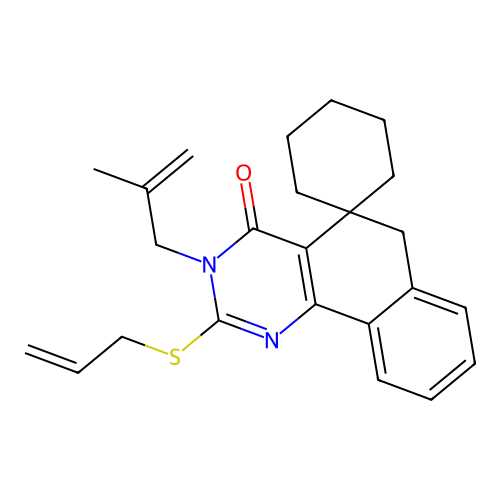 2-(allylthio)-3-(2-methylallyl)-3H-spiro[benzo[h]quinazoline-5,1'-cyclohexan]-4(6H)-one structure