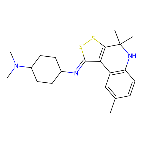 (E)-N1,N1-dimethyl-N4-(4,4,8-trimethyl-4,5-dihydro-1H-[1,2]dithiolo[3,4-c]quinolin-1-ylidene)cyclohexane-1,4-diamine structure