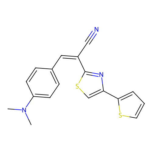 (2Z)-3-[4-(dimethylamino)phenyl]-2-[4-(thiophen-2-yl)-1,3-thiazol-2-yl]prop-2-enenitrile structure