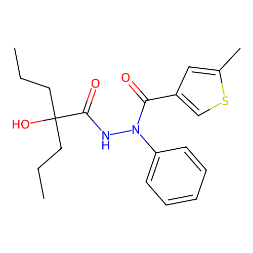 N'-(2-hydroxy-2-propylpentanoyl)-5-methyl-N-phenylthiophene-3-carbohydrazide structure