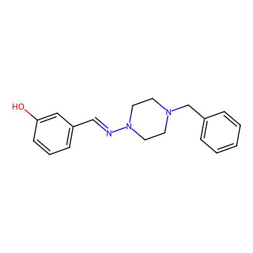 (E)-3-(((4-benzylpiperazin-1-yl)imino)methyl)phenol structure