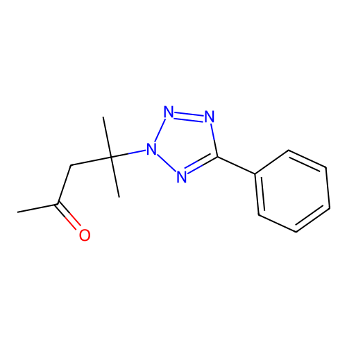 4-methyl-4-(5-phenyl-2H-tetrazol-2-yl)pentan-2-one structure