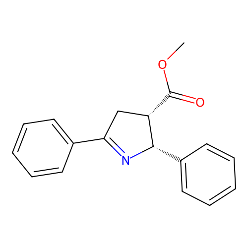 methyl (2R,3S)-2,5-diphenyl-3,4-dihydro-2H-pyrrole-3-carboxylate structure