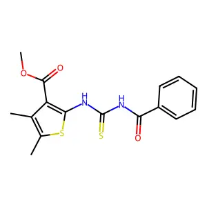 Methyl 2-(3-benzoylthioureido)-4,5-dimethylthiophene-3-carboxylate structure