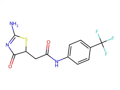2-(2-imino-4-oxothiazolidin-5-yl)-N-(4-(trifluoromethyl)phenyl)acetamide structure