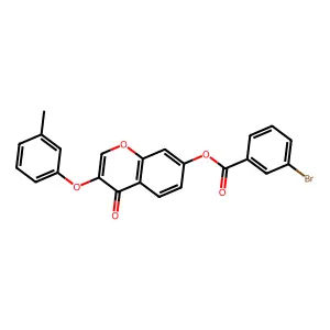 3-(3-methylphenoxy)-4-oxo-4H-chromen-7-yl 3-bromobenzoate structure