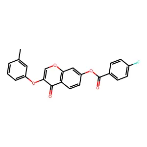 3-(3-methylphenoxy)-4-oxo-4H-chromen-7-yl 4-fluorobenzoate structure