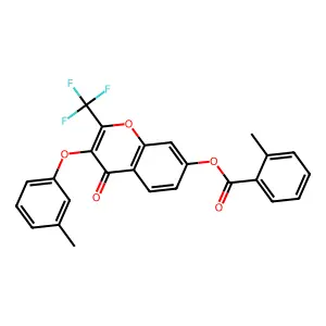 3-(3-methylphenoxy)-4-oxo-2-(trifluoromethyl)-4H-chromen-7-yl 2-methylbenzoate structure