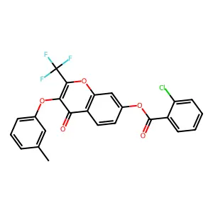 3-(3-methylphenoxy)-4-oxo-2-(trifluoromethyl)-4H-chromen-7-yl 2-chlorobenzoate structure
