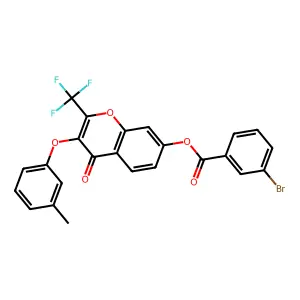 3-(3-methylphenoxy)-4-oxo-2-(trifluoromethyl)-4H-chromen-7-yl 3-bromobenzoate structure