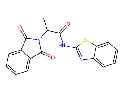 N-(1,3-benzothiazol-2-yl)-2-(1,3-dioxo-1,3-dihydro-2H-isoindol-2-yl)propanamide structure