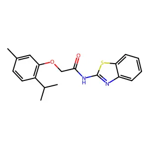 N-(1,3-benzothiazol-2-yl)-2-(2-isopropyl-5-methylphenoxy)acetamide structure