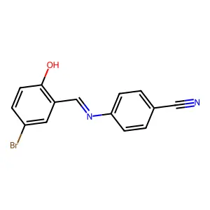 4-{[(1E)-(5-bromo-2-hydroxyphenyl)methylene]amino}benzonitrile structure