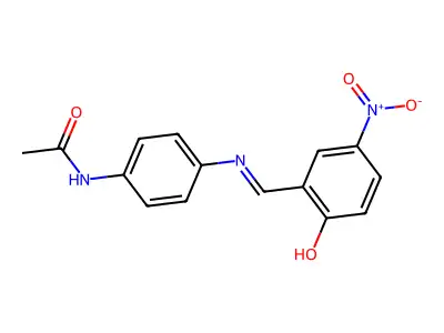 N-{4-[(2-hydroxy-5-nitrobenzylidene)amino]phenyl}acetamide structure