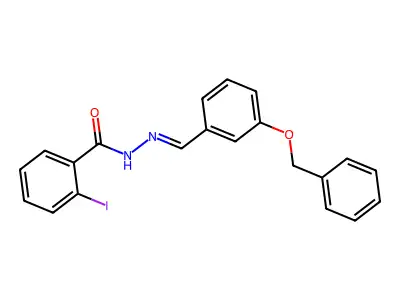2-iodo-N-[(3-phenylmethoxyphenyl)methylideneamino]benzamide structure