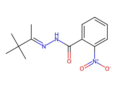 N-(3,3-dimethylbutan-2-ylideneamino)-2-nitrobenzamide structure