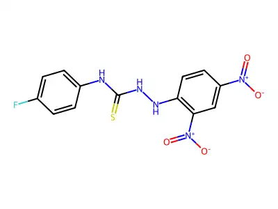 2-(2,4-dinitrophenyl)-N-(4-fluorophenyl)hydrazinecarbothioamide structure