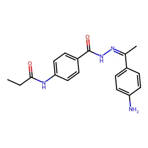 N-[1-(4-aminophenyl)ethylideneamino]-4-(propanoylamino)benzamide structure