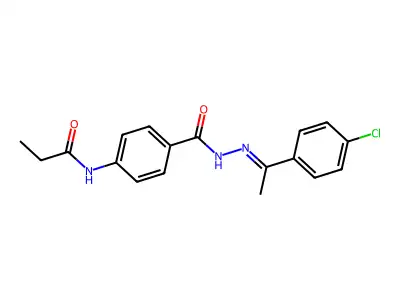 N-[4-({2-[1-(4-chlorophenyl)ethylidene]hydrazino}carbonyl)phenyl]propanamide structure