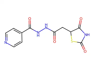 N'-[2-(2,4-dioxo-1,3-thiazolidin-5-yl)acetyl]pyridine-4-carbohydrazide structure