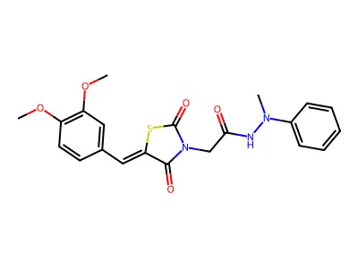 2-[(5Z)-5-(3,4-dimethoxybenzylidene)-2,4-dioxo-1,3-thiazolidin-3-yl]-N'-methyl-N'-phenylacetohydrazide structure