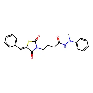 4-[(5Z)-5-benzylidene-2,4-dioxo-1,3-thiazolidin-3-yl]-N'-methyl-N'-phenylbutanehydrazide structure