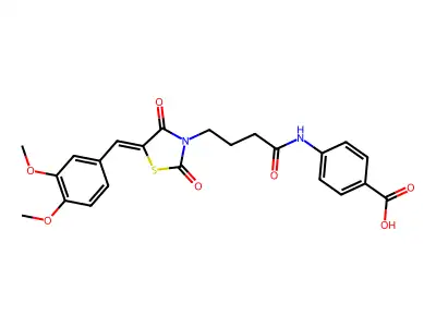 4-{4-[(5Z)-5-[(3,4-DIMETHOXYPHENYL)METHYLIDENE]-2,4-DIOXO-1,3-THIAZOLIDIN-3-YL]BUTANAMIDO}BENZOIC ACID structure