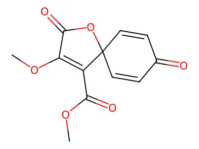 Methyl 3-methoxy-2,8-dioxo-1-oxaspiro[4.5]deca-3,6,9-triene-4-carboxylate structure