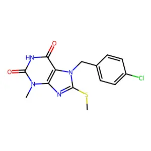 7-[(4-Chlorophenyl)methyl]-3-methyl-8-methylsulfanylpurine-2,6-dione structure