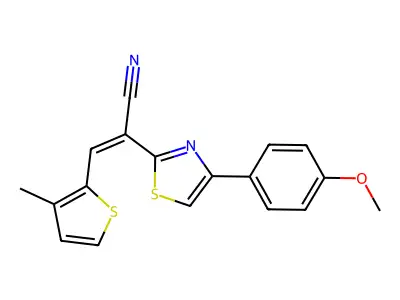 (Z)-2-(4-(4-methoxyphenyl)thiazol-2-yl)-3-(3-methylthiophen-2-yl)acrylonitrile structure