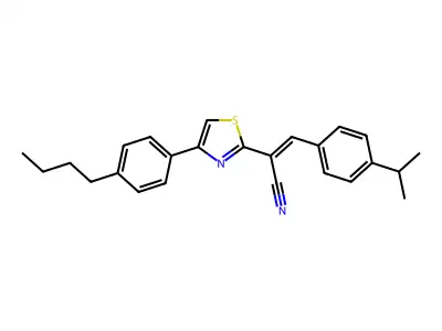 2-[4-(4-Butylphenyl)-1,3-thiazol-2-yl]-3-(4-isopropylphenyl)acrylonitrile structure