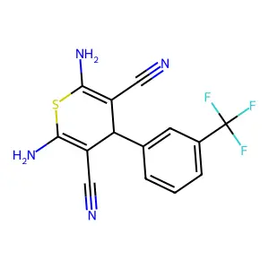 2,6-diamino-4-[3-(trifluoromethyl)phenyl]-4H-thiopyran-3,5-dicarbonitrile structure