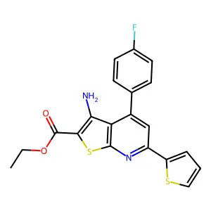 ethyl 3-amino-4-(4-fluorophenyl)-6-(thiophen-2-yl)thieno[2,3-b]pyridine-2-carboxylate structure
