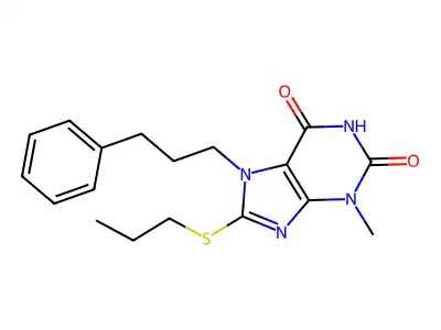 3-methyl-7-(3-phenylpropyl)-8-(propylthio)-1H-purine-2,6(3H,7H)-dione structure