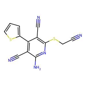 2-Amino-6-(cyanomethylsulfanyl)-4-thiophen-2-ylpyridine-3,5-dicarbonitrile structure