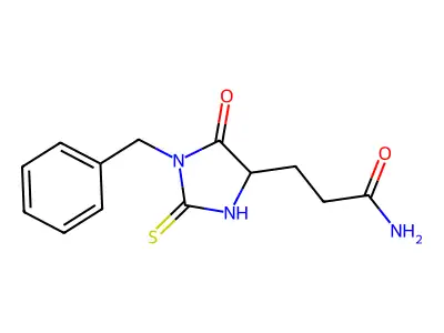 3-(1-Benzyl-5-oxo-2-sulfanylideneimidazolidin-4-yl)propanamide structure
