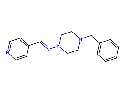 4-benzyl-N-(pyridin-4-ylmethylidene)piperazin-1-amine structure