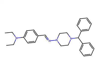 4-[(4-benzhydrylpiperazin-1-yl)iminomethyl]-N,N-diethylaniline structure