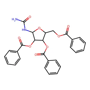[3,4-Dibenzoyloxy-5-(carbamoylamino)oxolan-2-yl]methyl benzoate structure