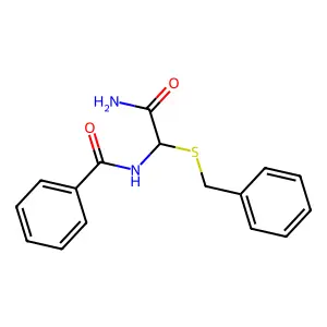 N-(2-amino-1-benzylsulfanyl-2-oxoethyl)benzamide structure