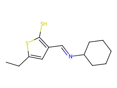 2-Thiophenethiol, 3-[(cyclohexylimino)methyl]-5-ethyl- structure