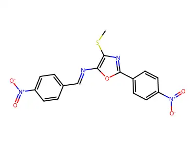 5-Oxazolamine,4-(methylthio)-2-(4-nitrophenyl)-N-[(4-nitrophenyl)methylene]- structure