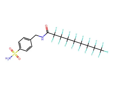 2,2,3,3,4,4,5,5,6,6,7,7,8,8,9,9,9-heptadecafluoro-N-[(4-sulfamoylphenyl)methyl]nonanamide structure