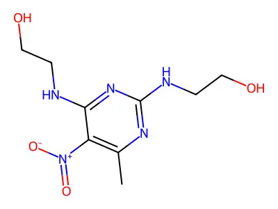 2-[[2-(2-Hydroxyethylamino)-6-methyl-5-nitropyrimidin-4-yl]amino]ethanol structure