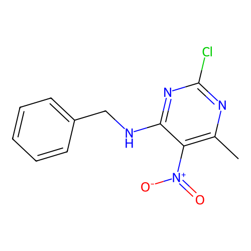 N-benzyl-2-chloro-6-methyl-5-nitropyrimidin-4-amine structure