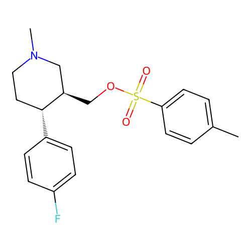 trans-(-)-4-(4-Fluorophenyl)-1-methyl-3-((4-toluenesulfonyloxy)methyl)piperidine structure